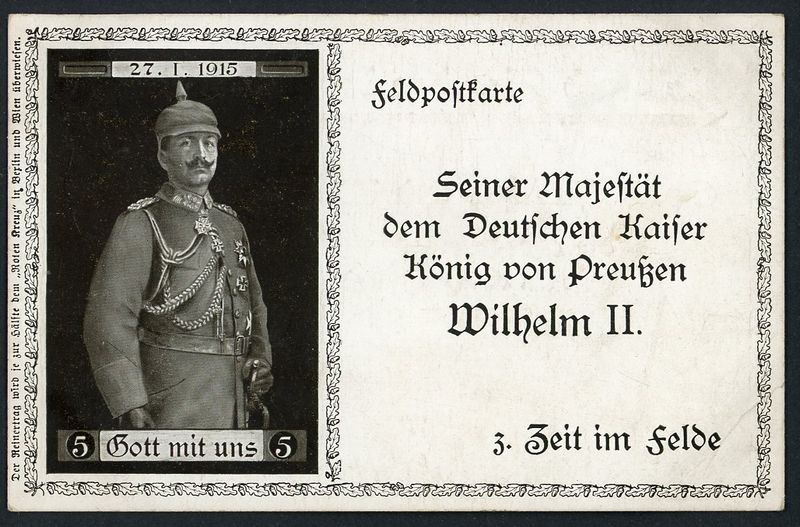 German WW1 Kaiser Wilhelm II 56th Birthday Postcard 1915 Wartime