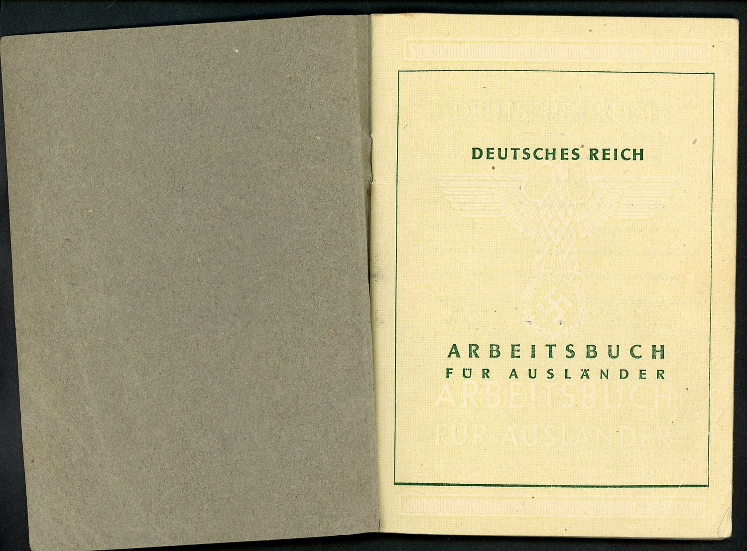 Z FACEBOOK AUCTION, RARE German WW2 Deutsches Reich Arbeitsbuch Fur Auslander Foreigner, Girl From Poland/Ukraine, STARTING BID $25 *