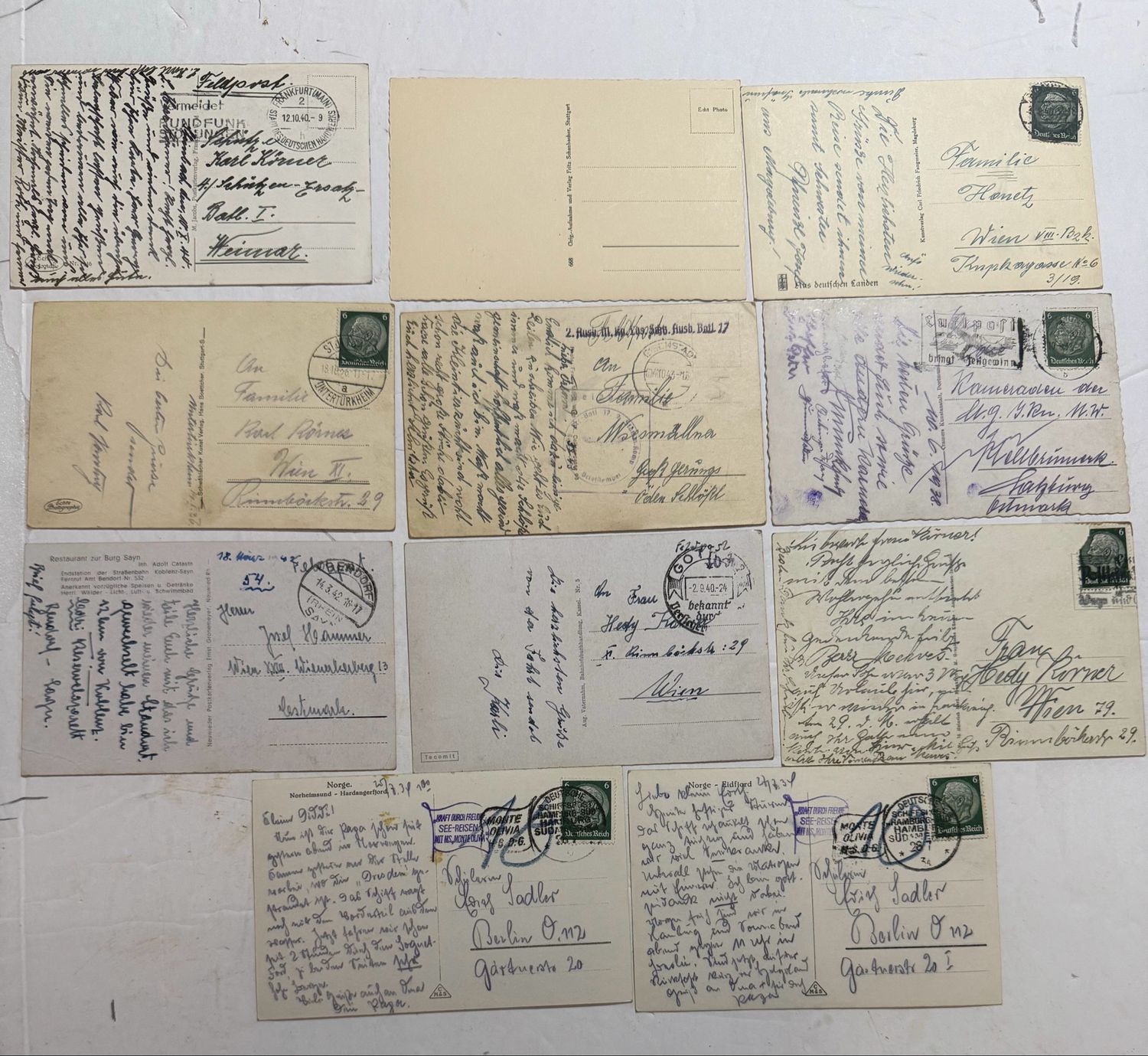 Z FACEBOOK AUCTION - Lot of 42 German WW2 Third Reich Postcards Adolf H!tler Stamps, Swaz Postmarks,  DJH Jugend , STARTING BID $10
