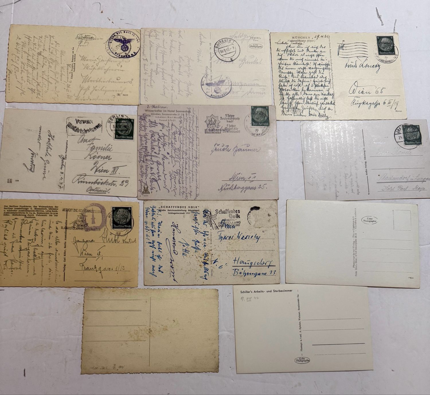 Z FACEBOOK AUCTION - Lot of 42 German WW2 Third Reich Postcards Adolf H!tler Stamps, Swaz Postmarks,  DJH Jugend , STARTING BID $10