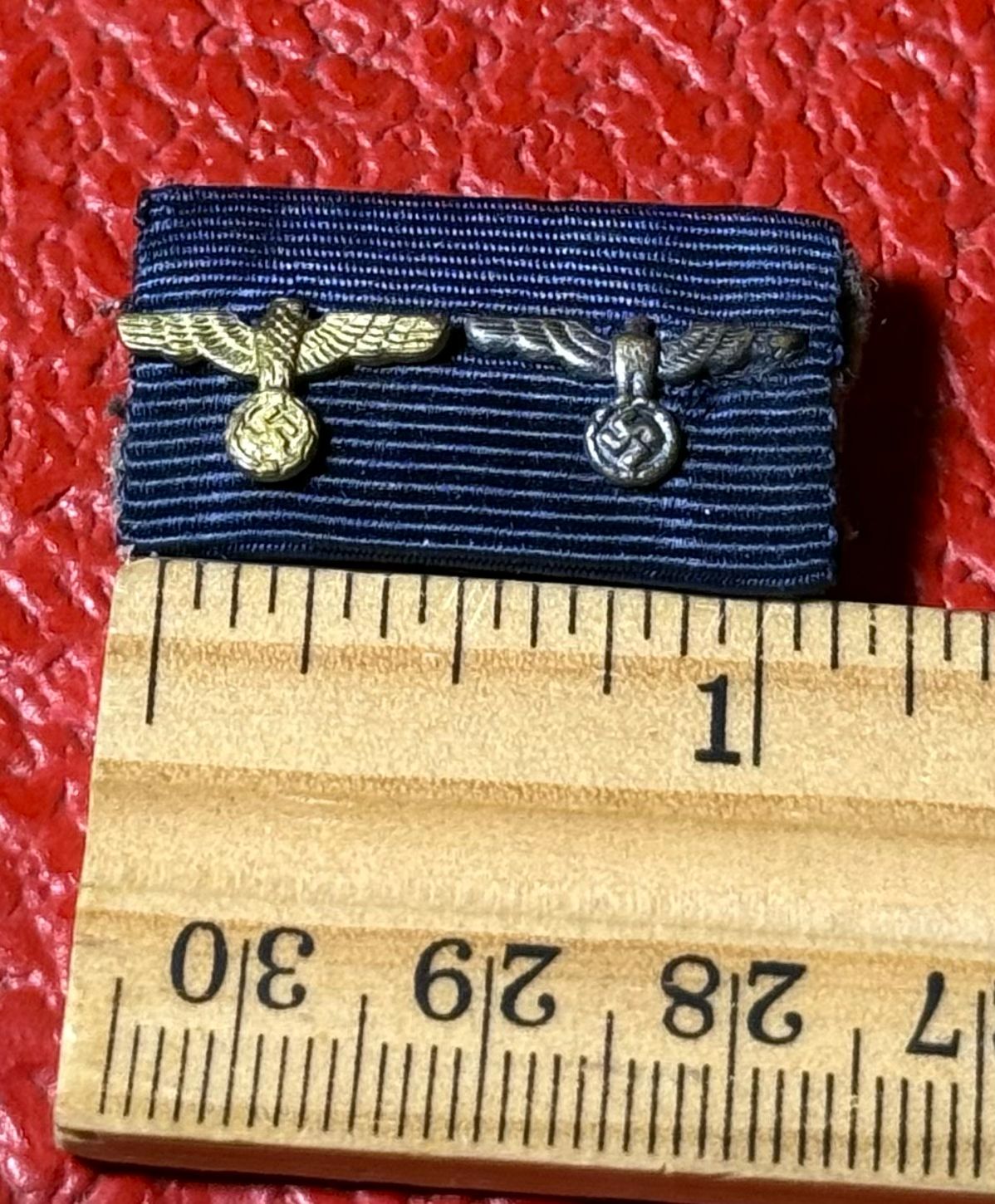 Z FACEBOOK AUCTION - German WW2 Wehrmacht 12 Year Long Service Ribbon Bar w/ Gold &amp; Silver Eagle Devices, STARTING BID $10 *
