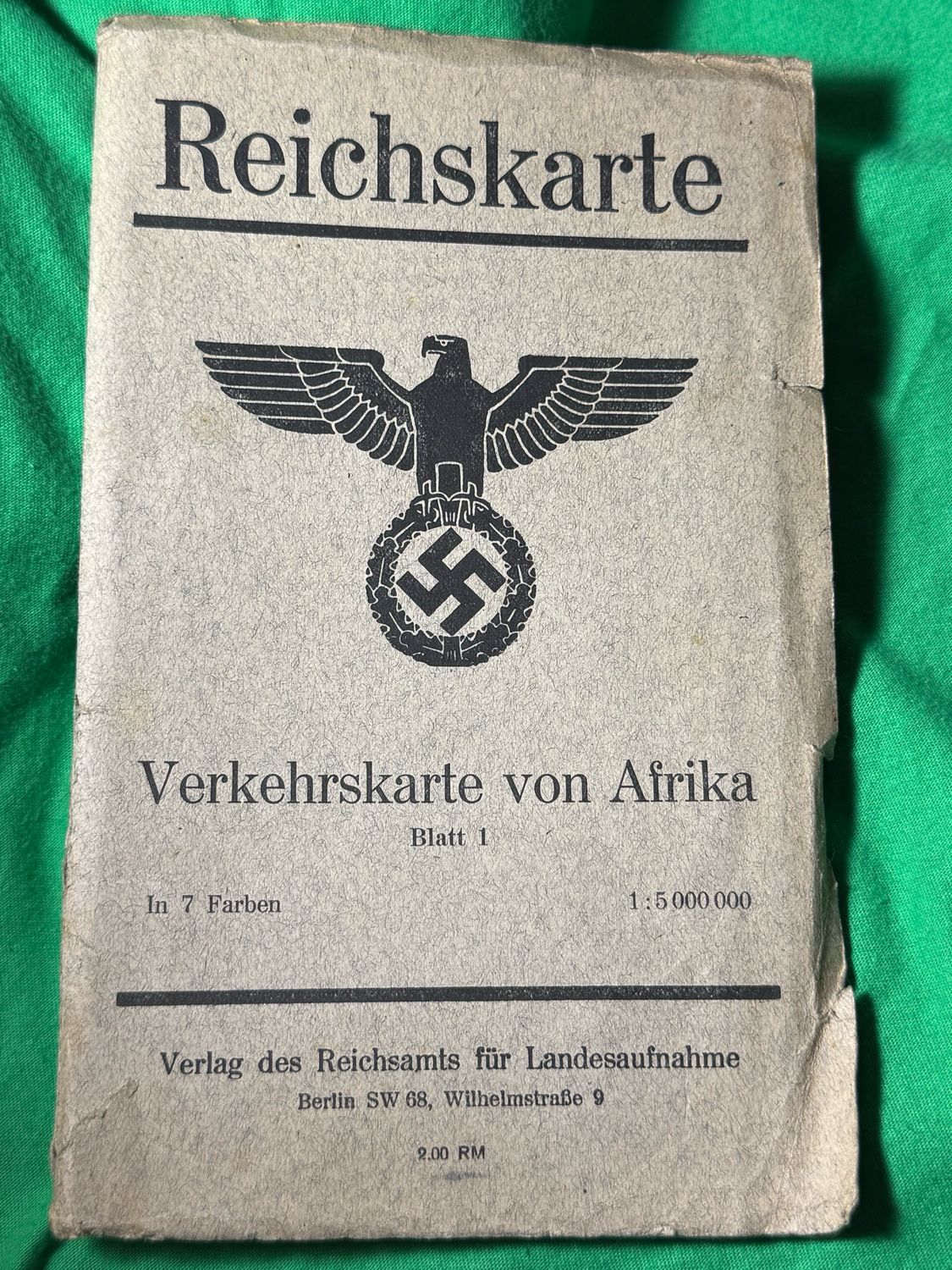 Z FACEBOOK AUCTION - Large German WW2 Reichskarte Map From 1942 - Transport Map of Africa - STARTING BID $10