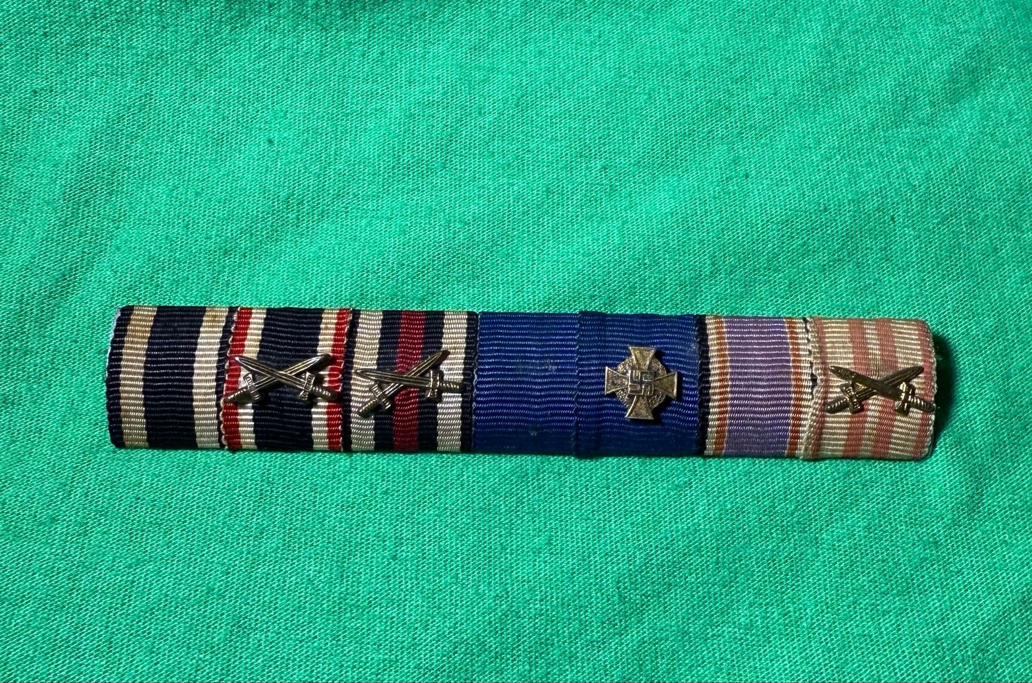 Z FACEBOOK AUCTION - German WW1 + WW2 7 Place Ribbon Bar 40 Year NSDAP Device - STARTING BID $15 *