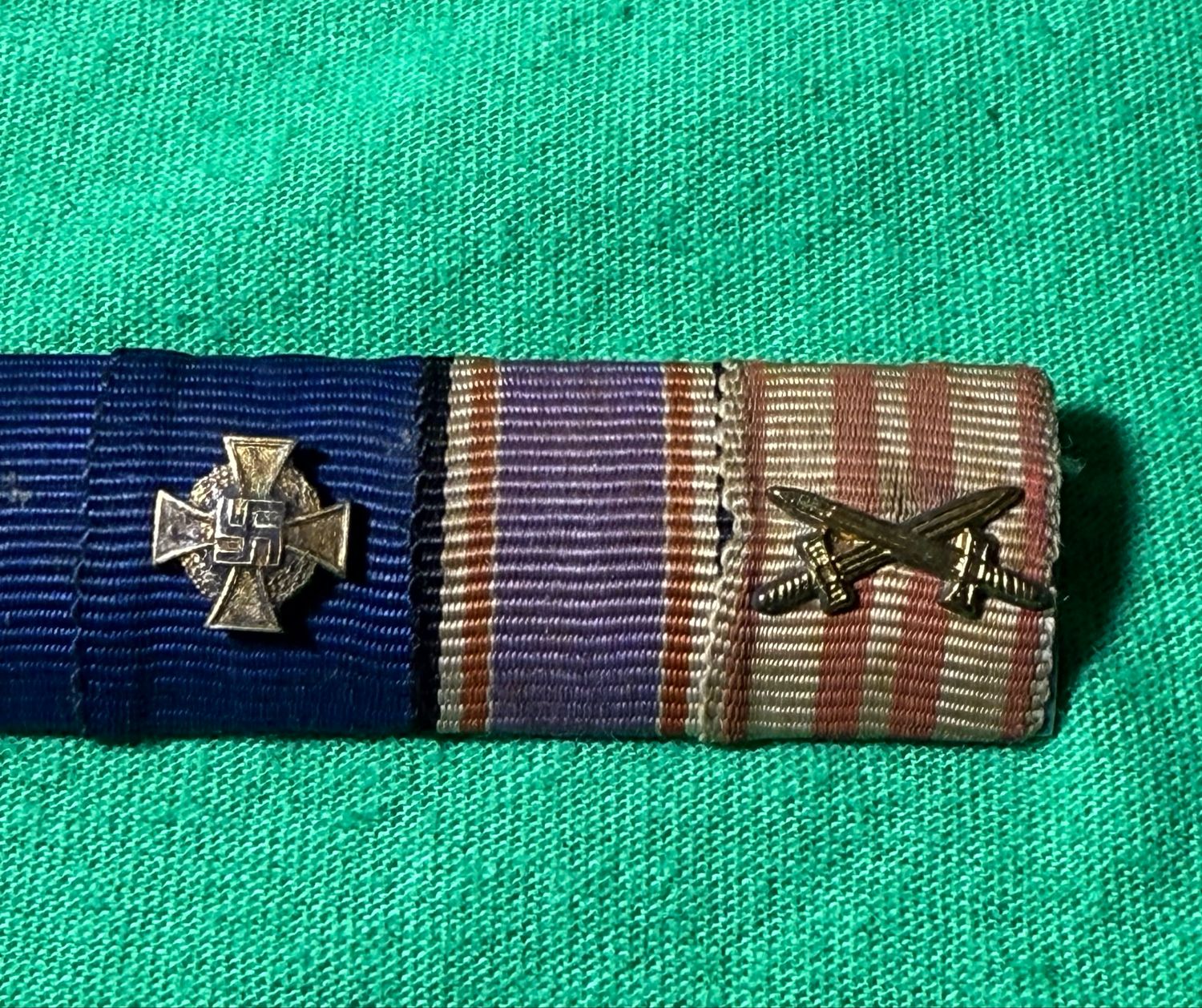 Z FACEBOOK AUCTION - German WW1 + WW2 7 Place Ribbon Bar 40 Year NSDAP Device - STARTING BID $15 *