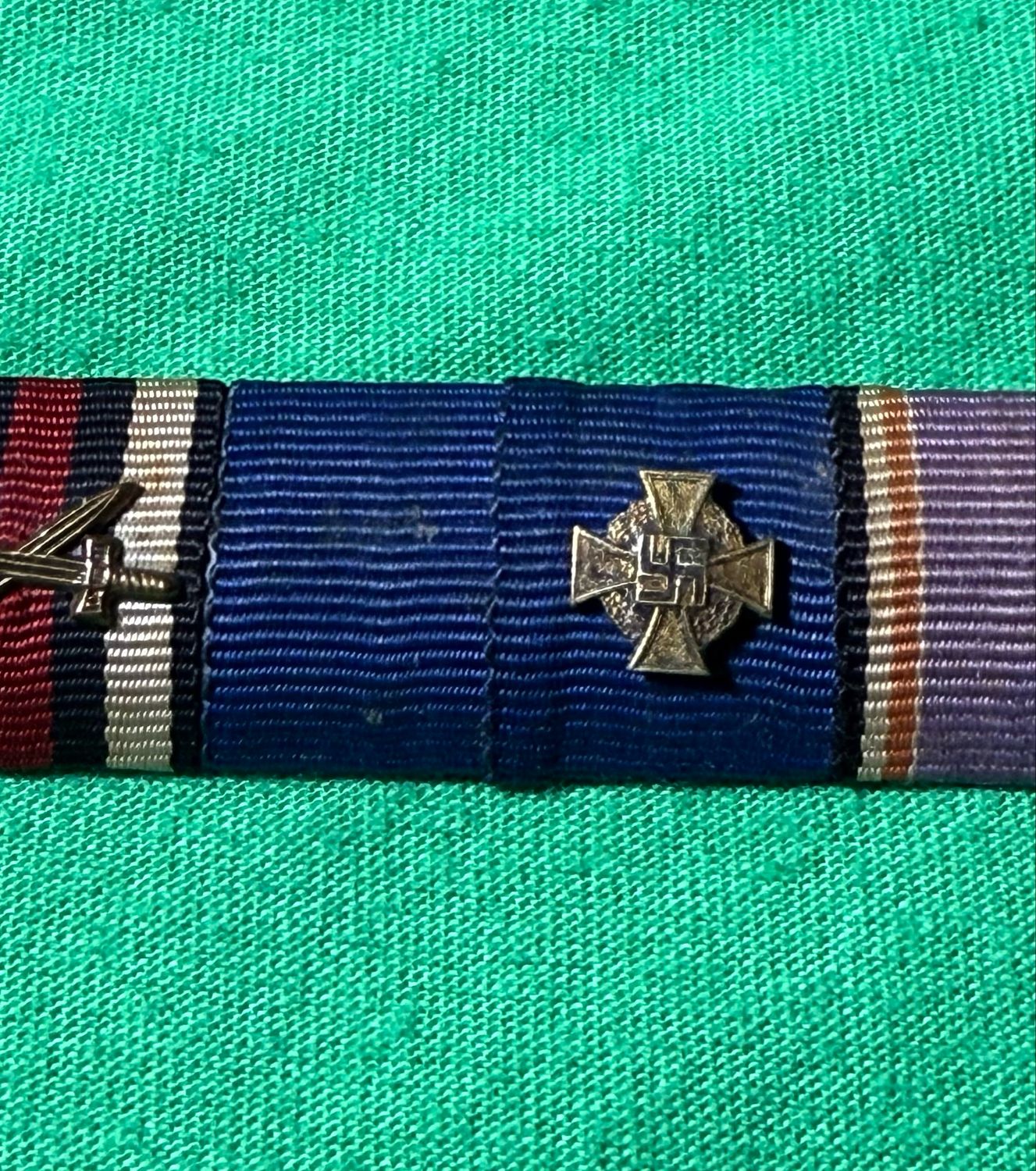 Z FACEBOOK AUCTION - German WW1 + WW2 7 Place Ribbon Bar 40 Year NSDAP Device - STARTING BID $15 *