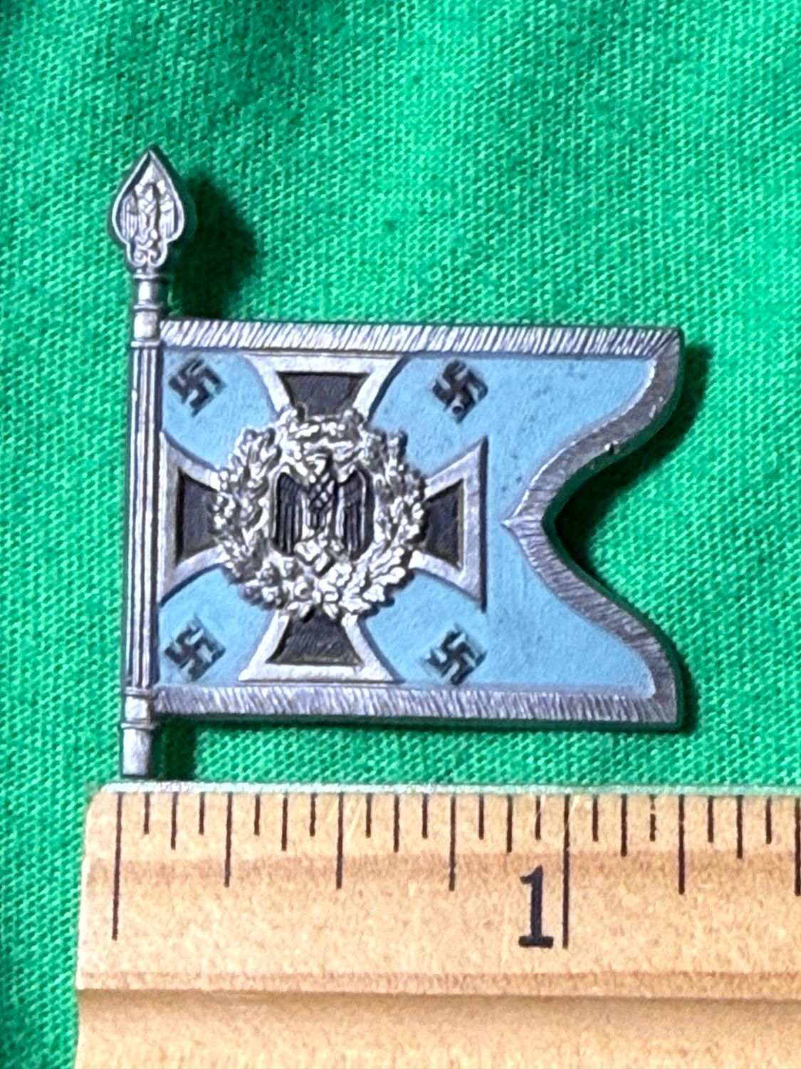 Z FACEBOOK AUCTION - German WHW Heer Flag Pin For Transport Troops 5 swaz front, Winter Relief - STARTING BID $5