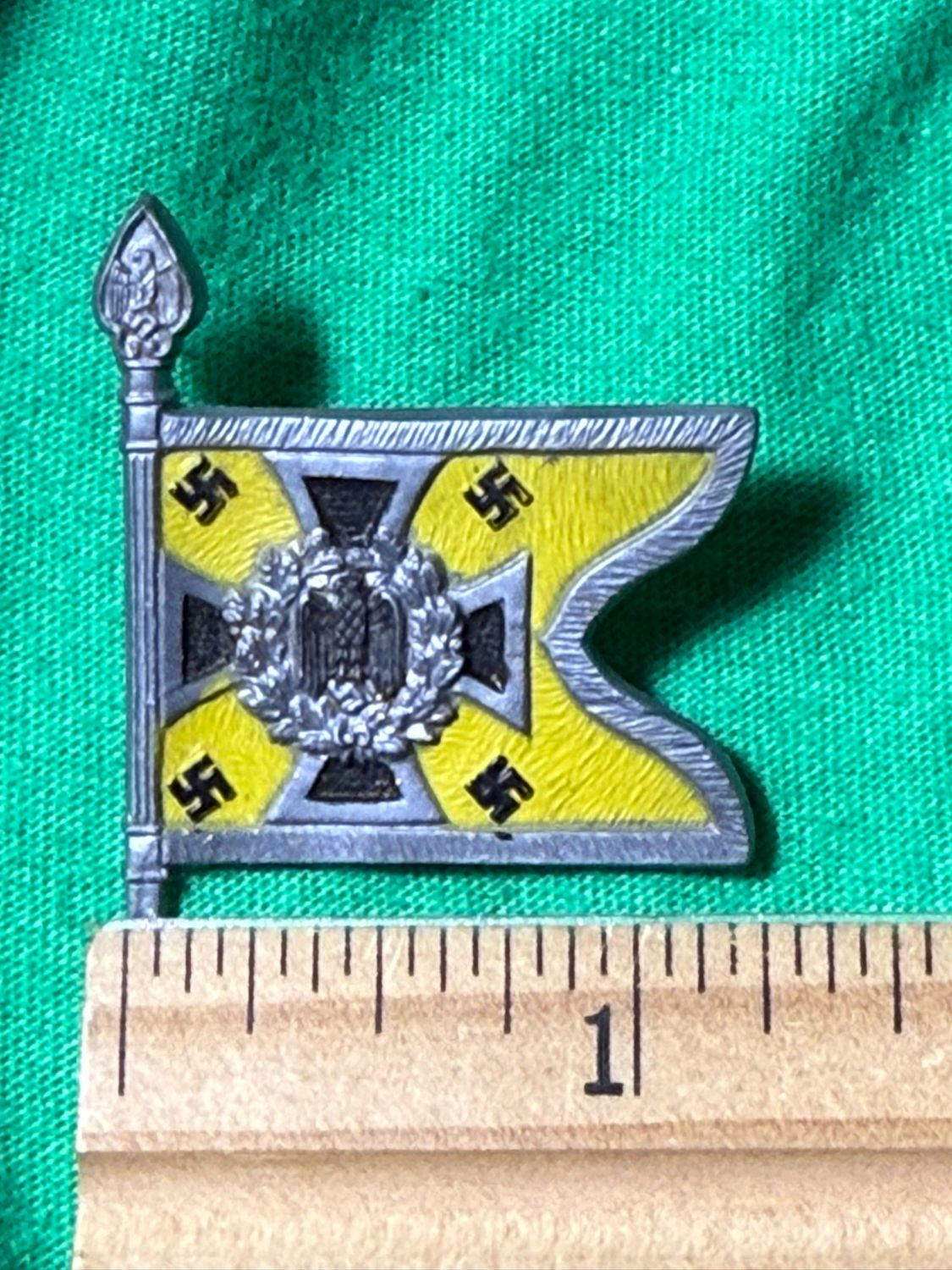 Z FACEBOOK AUCTION - German WHW Heer Flag Pin For Recon Nachrichten Troops, 5 swaz front, Winter Relief - STARTING BID $5