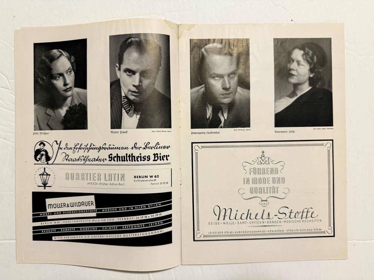 Z FACEBOOK AUCTION- German State Theater Playhouse Program, Large Eagle Swaz on Cover, December 27th 1937, Mercedes Benz Ad - STARTING BID $5