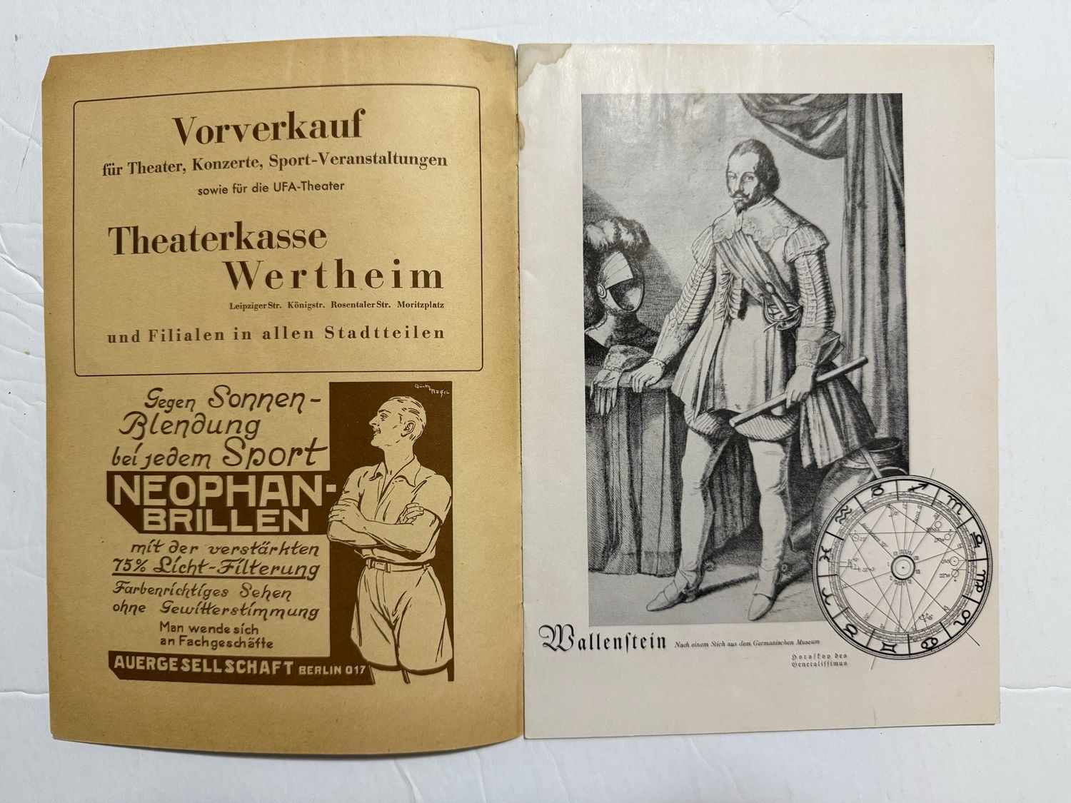 Z FACEBOOK AUCTION- German State Theater Playhouse Program, Large Eagle Swaz on Cover, December 27th 1937, Mercedes Benz Ad - STARTING BID $5