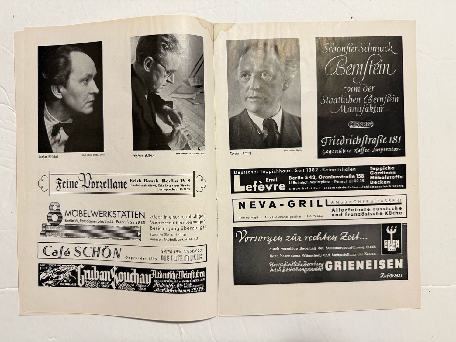 Z FACEBOOK AUCTION- German State Theater Playhouse Program, Large Eagle Swaz on Cover, December 27th 1937, Mercedes Benz Ad - STARTING BID $5