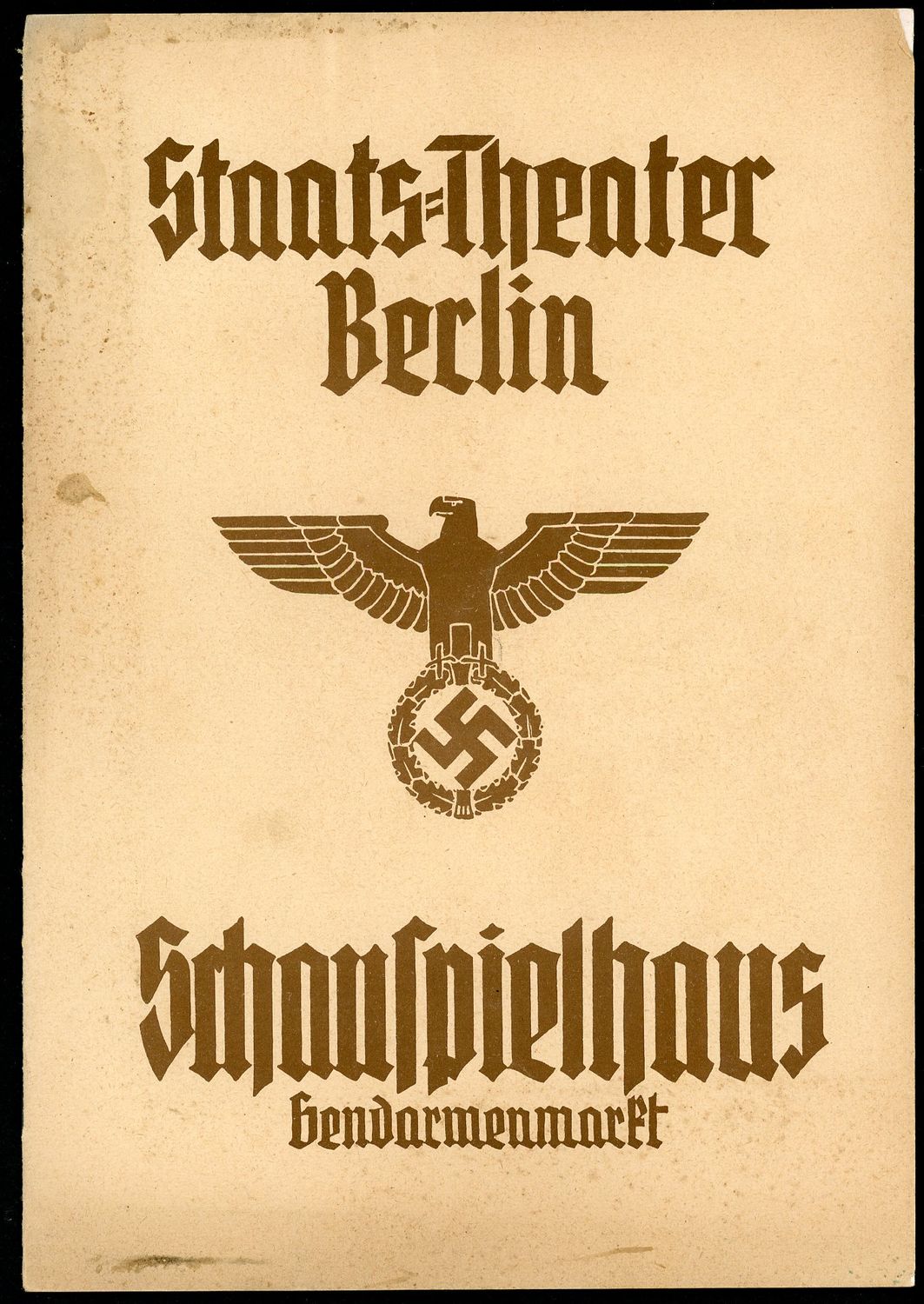 Z FACEBOOK AUCTION- German State Theater Playhouse Program, Large Eagle Swaz on Cover, December 27th 1937, Mercedes Benz Ad - STARTING BID $5