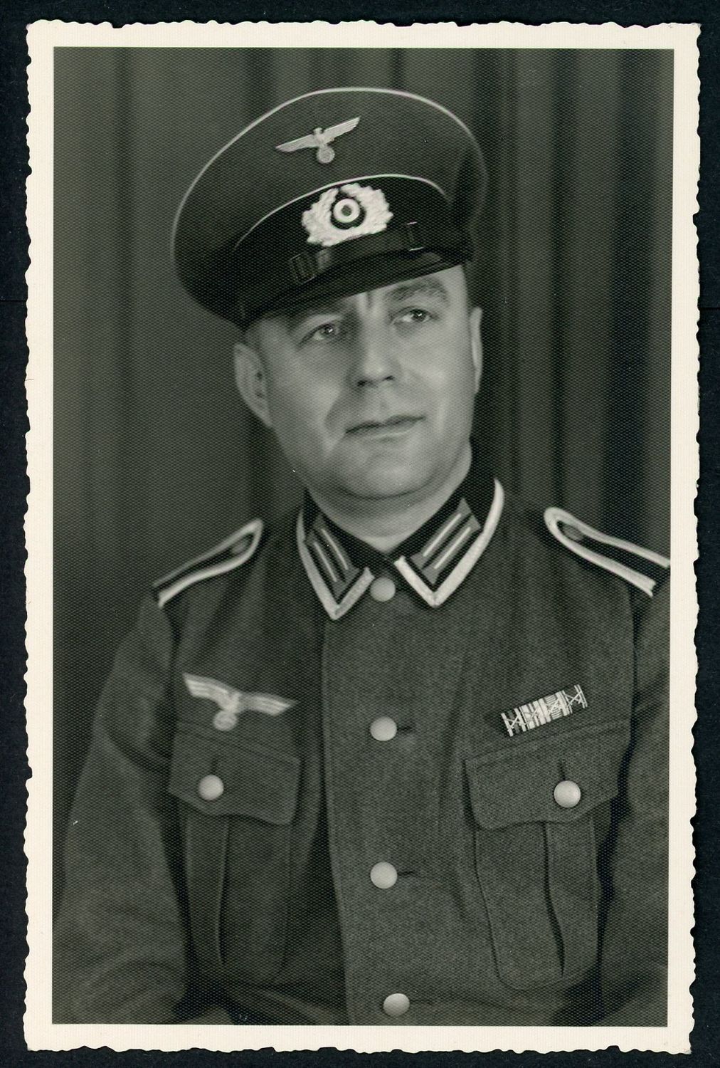 Veteran Wehrmacht NCO Portrait Photo - 4 Ribbon Bars All with Swords German WW2