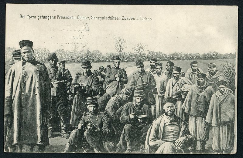 German WW1 Postcard Ypern Prisoners French Belgian Senegal - 12th Inf Div 1915