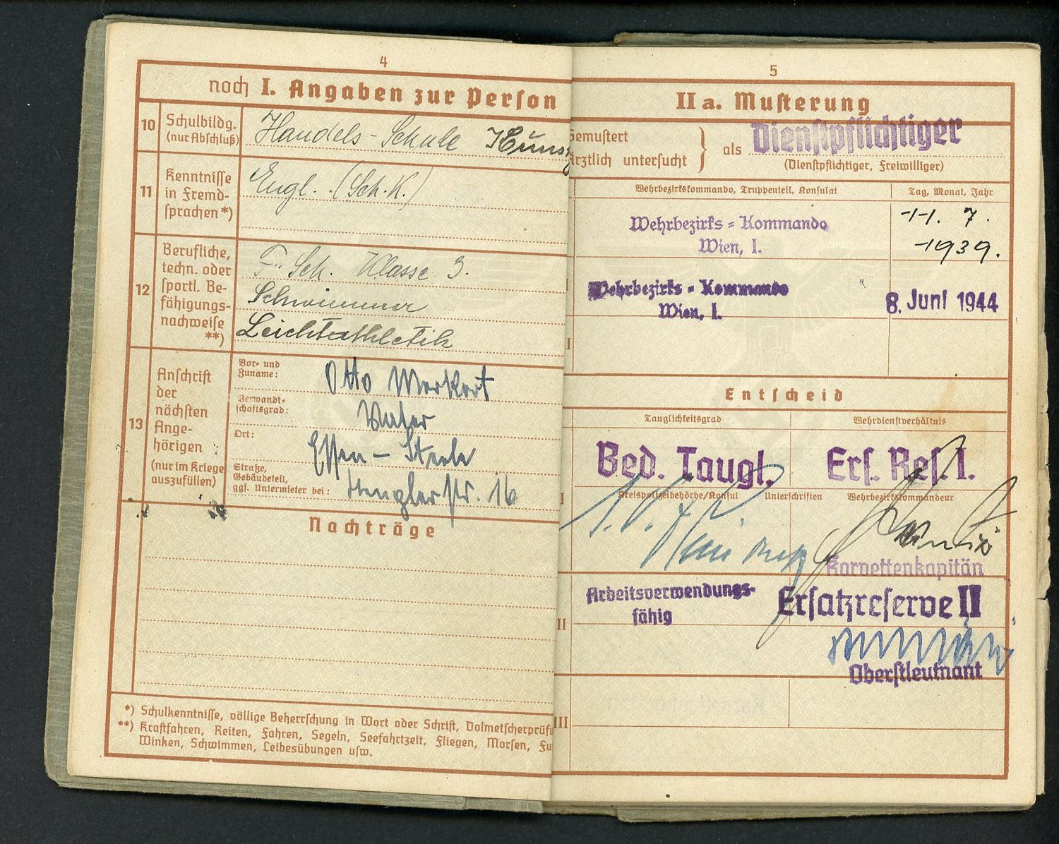 Z FACEBOOK AUCTION - German WW2 Wehrpass with Many Entries + Third Reich Pension Card Ausweis fur Empfanger - STARTING BID $35 *