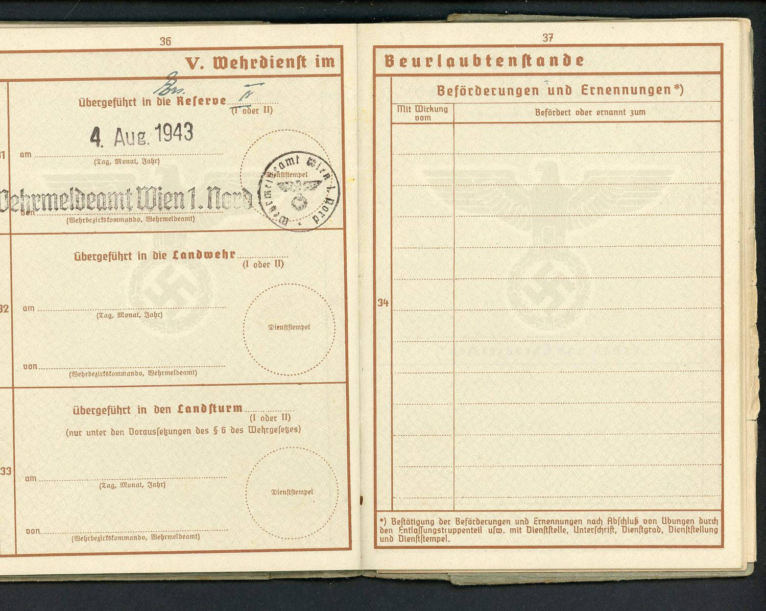 Z FACEBOOK AUCTION - German WW2 Wehrpass with Many Entries + Third Reich Pension Card Ausweis fur Empfanger - STARTING BID $35 *