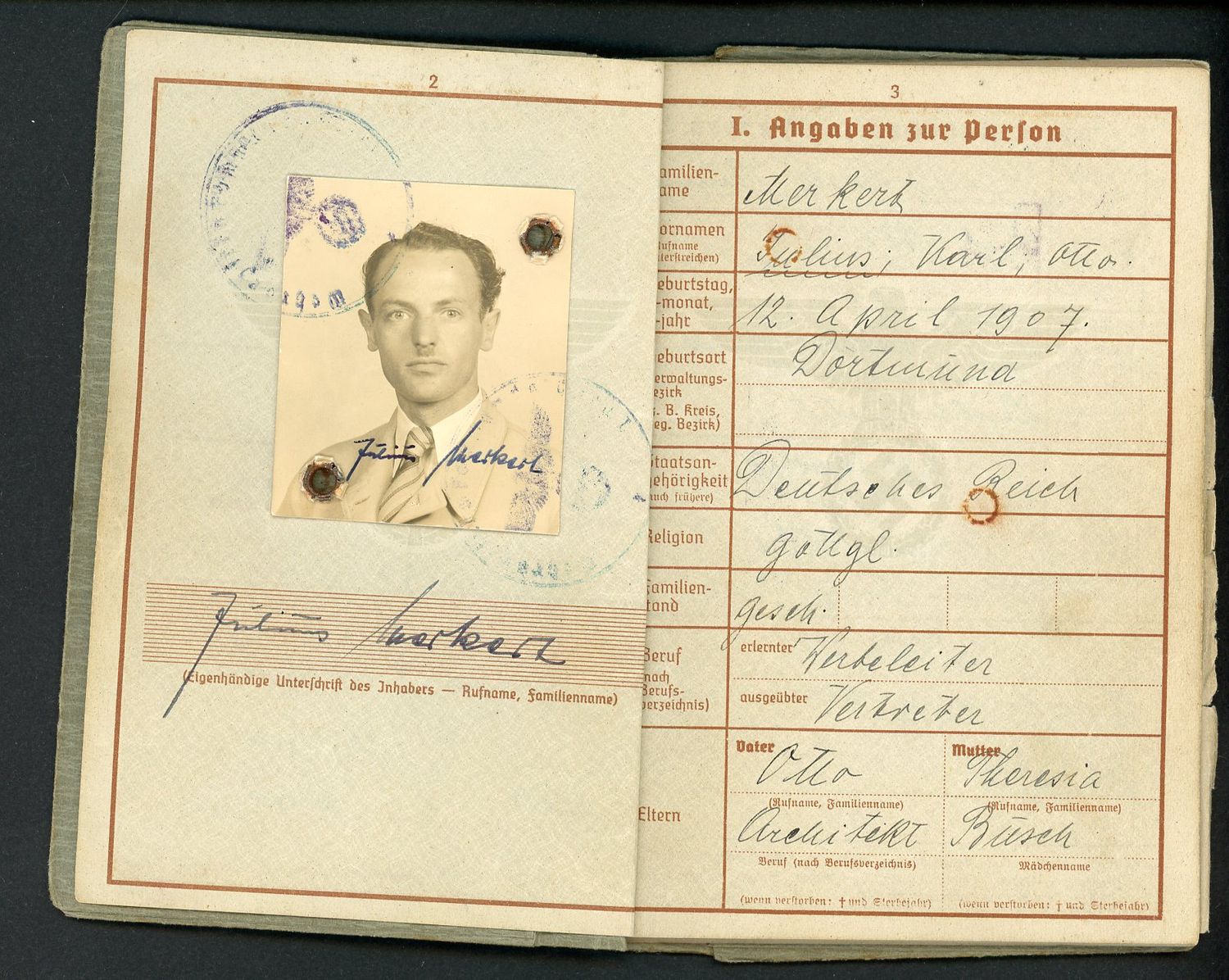 Z FACEBOOK AUCTION - German WW2 Wehrpass with Many Entries + Third Reich Pension Card Ausweis fur Empfanger - STARTING BID $35 *