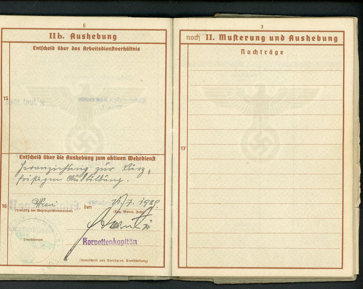 Z FACEBOOK AUCTION - German WW2 Wehrpass with Many Entries + Third Reich Pension Card Ausweis fur Empfanger - STARTING BID $35 *