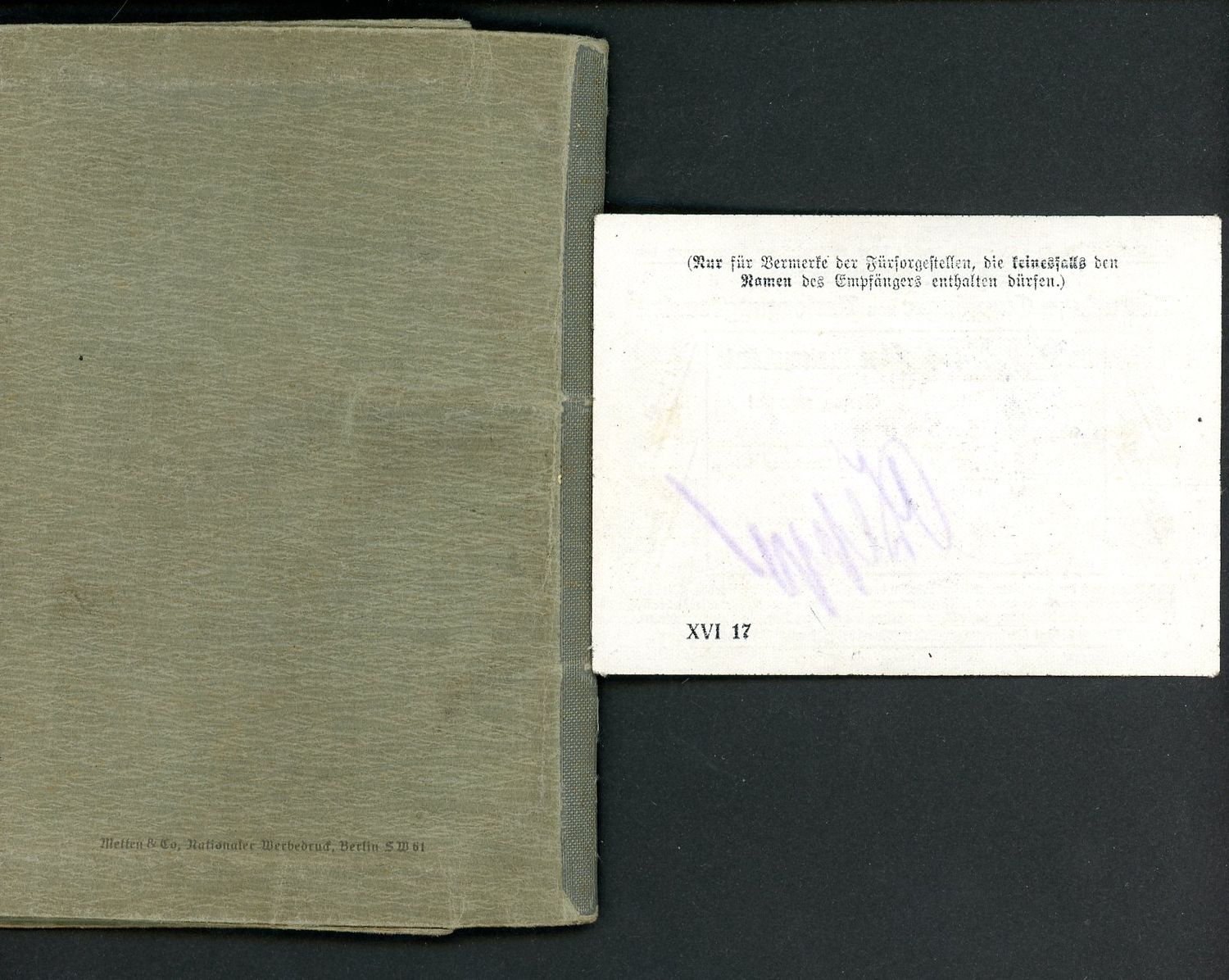 Z FACEBOOK AUCTION - German WW2 Wehrpass with Many Entries + Third Reich Pension Card Ausweis fur Empfanger - STARTING BID $35 *