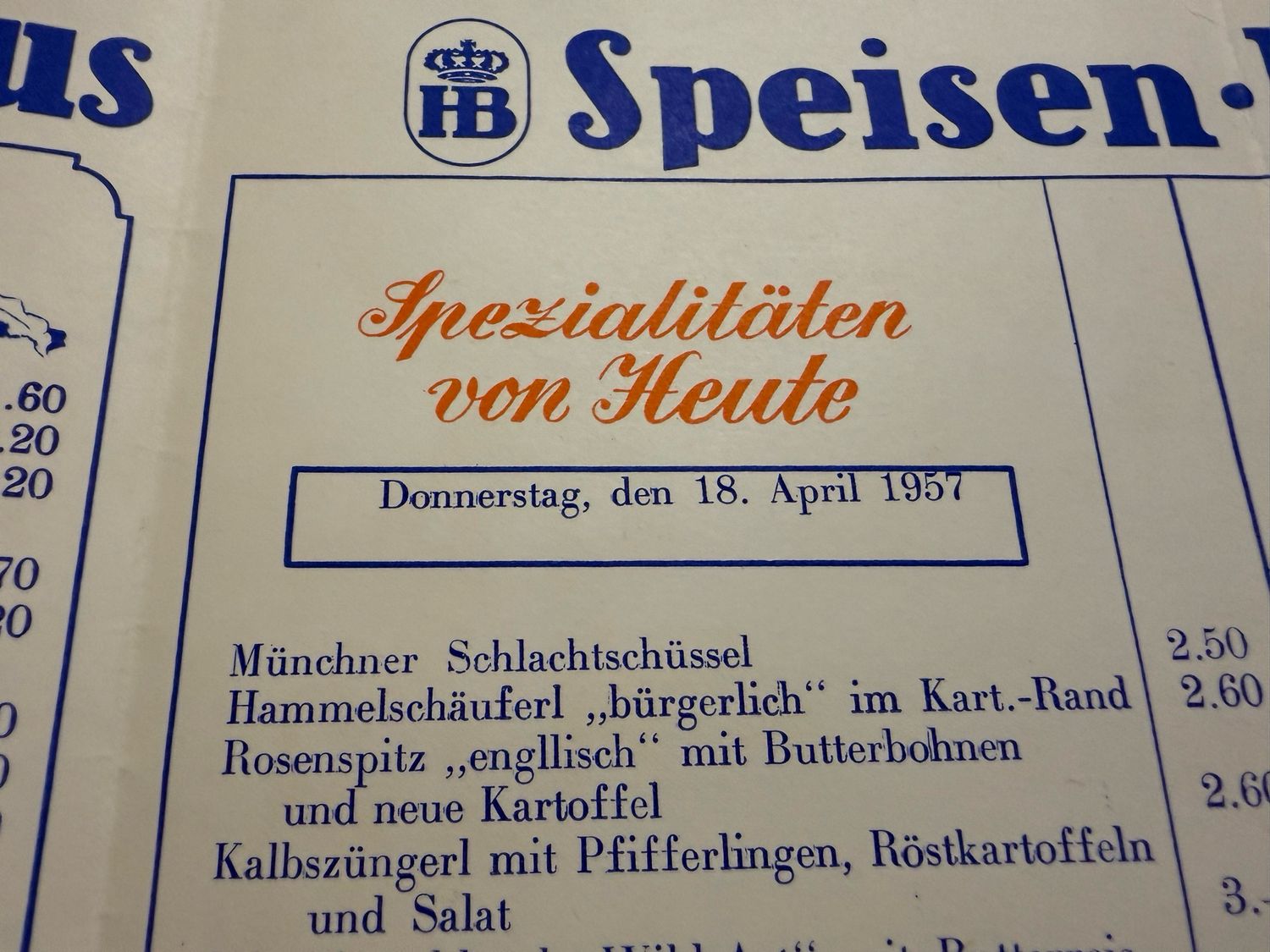 Z FACEBOOK AUCTION - Original Hofbrauhaus am Platzl Beer Hall Restaurant Menu, Site of Adolf&#39;s 1920 Speech Bringing Partei To Life