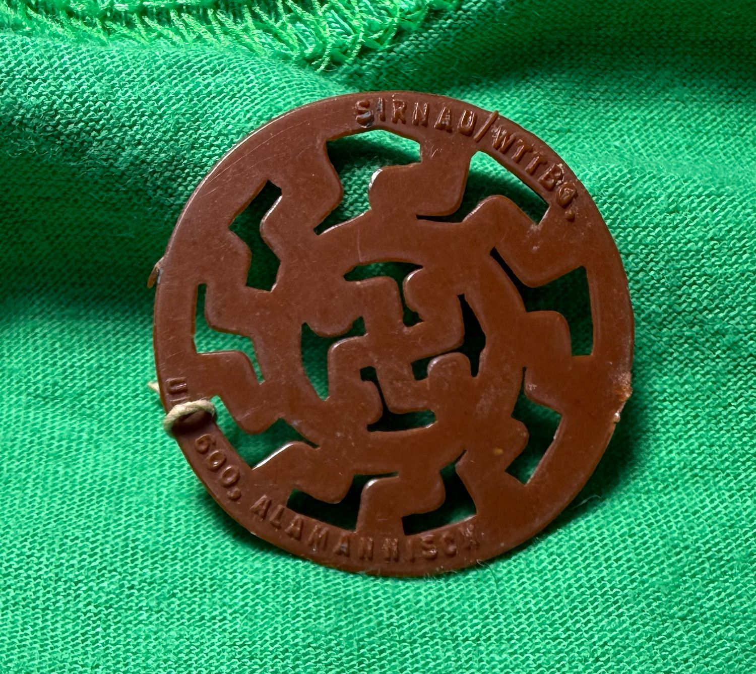 Z FACEBOOK AUCTION - German WHW Black Sun Swaz Disc Pin For Winter Relief Donations Third Reich