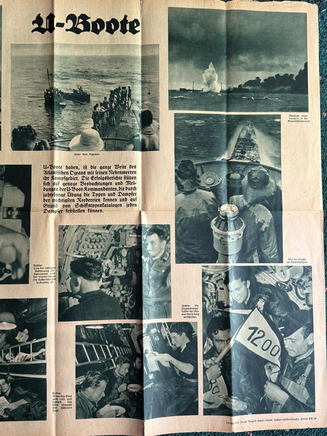 Z FACEBOOK AUCTION - German WW2 Large Poster For Kriegsmarine U-Boat Service December 1941 Bilder der Woche by Luftwaffe Command