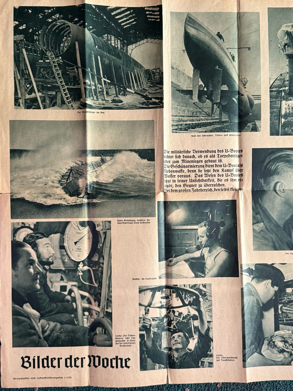 Z FACEBOOK AUCTION - German WW2 Large Poster For Kriegsmarine U-Boat Service December 1941 Bilder der Woche by Luftwaffe Command