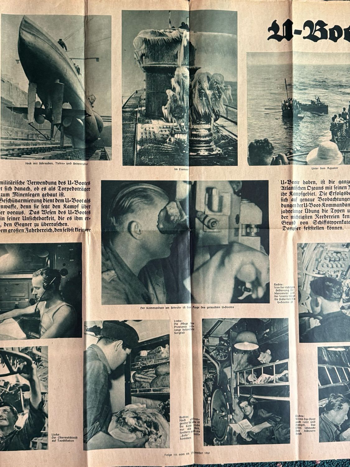 Z FACEBOOK AUCTION - German WW2 Large Poster For Kriegsmarine U-Boat Service December 1941 Bilder der Woche by Luftwaffe Command