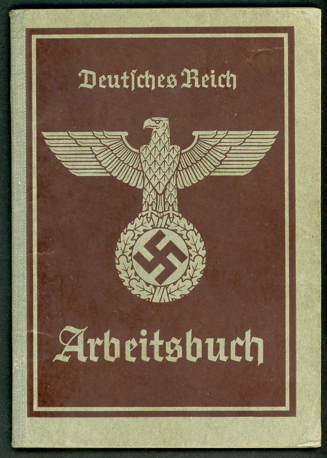 Z FACEBOOK AUCTION - German WW2 Arbeitsbuch 2nd Pattern Deutsche Reichspost + Air Command Jobs