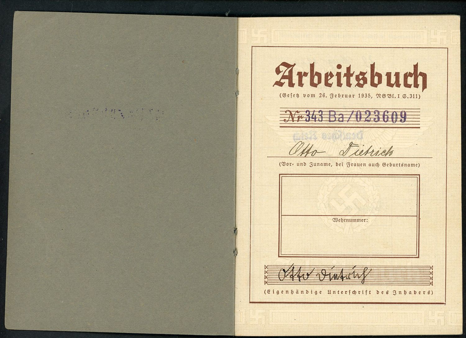 FACEBOOK AUCTION - German WW2 Arbeitsbuch - 2nd Pattern For 14 Year Old Boy *