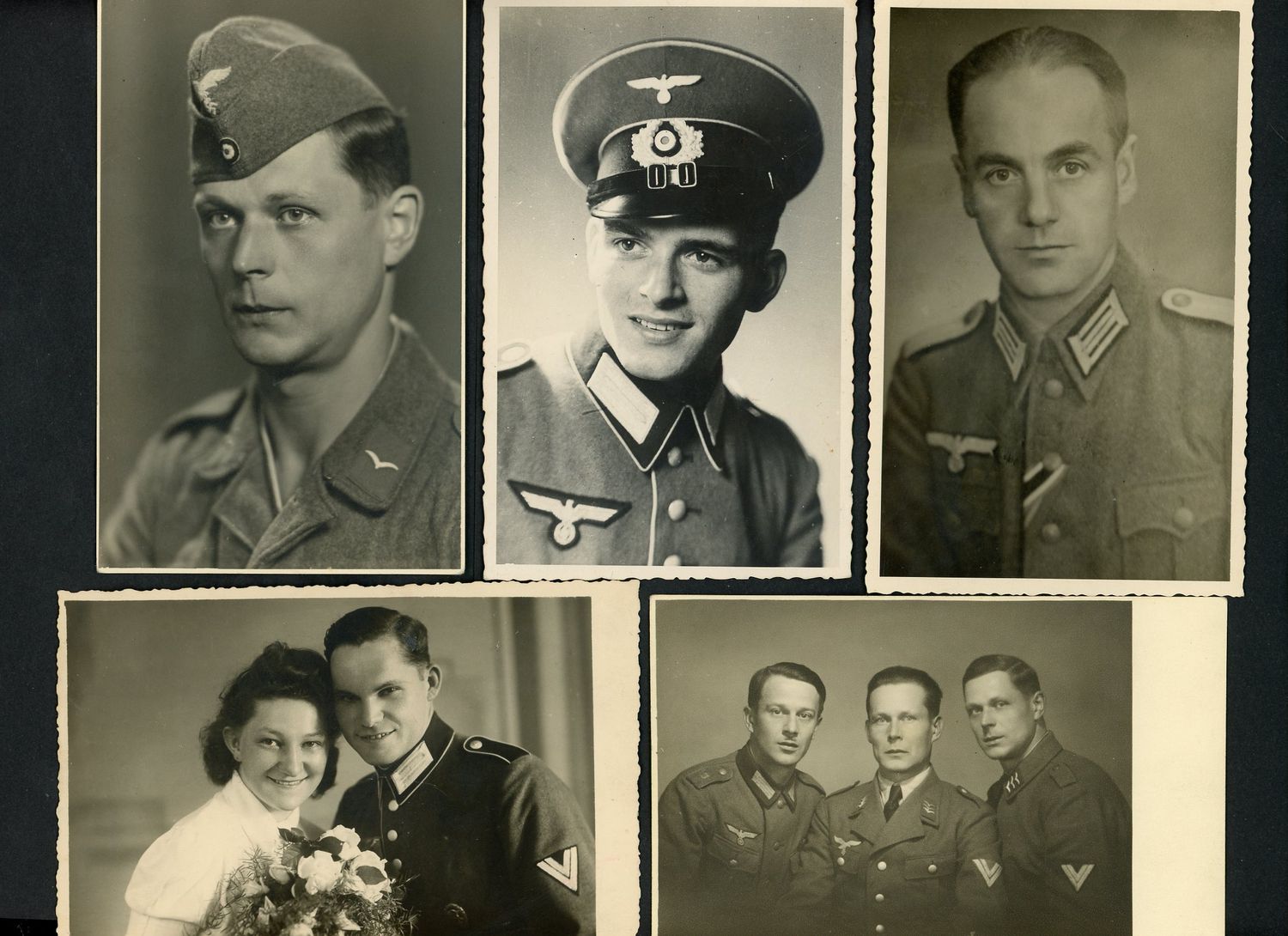 FACEBOOK AUCTION - Lot of 50 Large Sized German WW2 Photos - Portraits Officers Visor Cap Medals