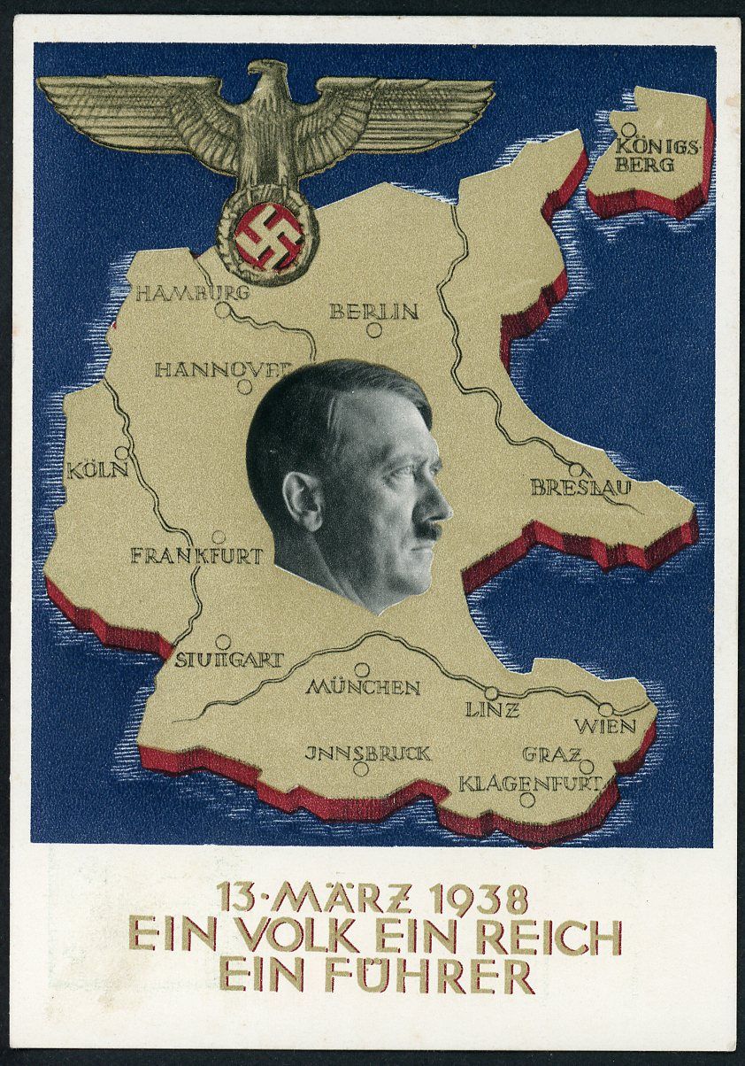 FACEBOOK AUCTION - German Adolf H!tler Postcard March 13th 1938 Ein Volk Ein Reich Ein Fuhrer!