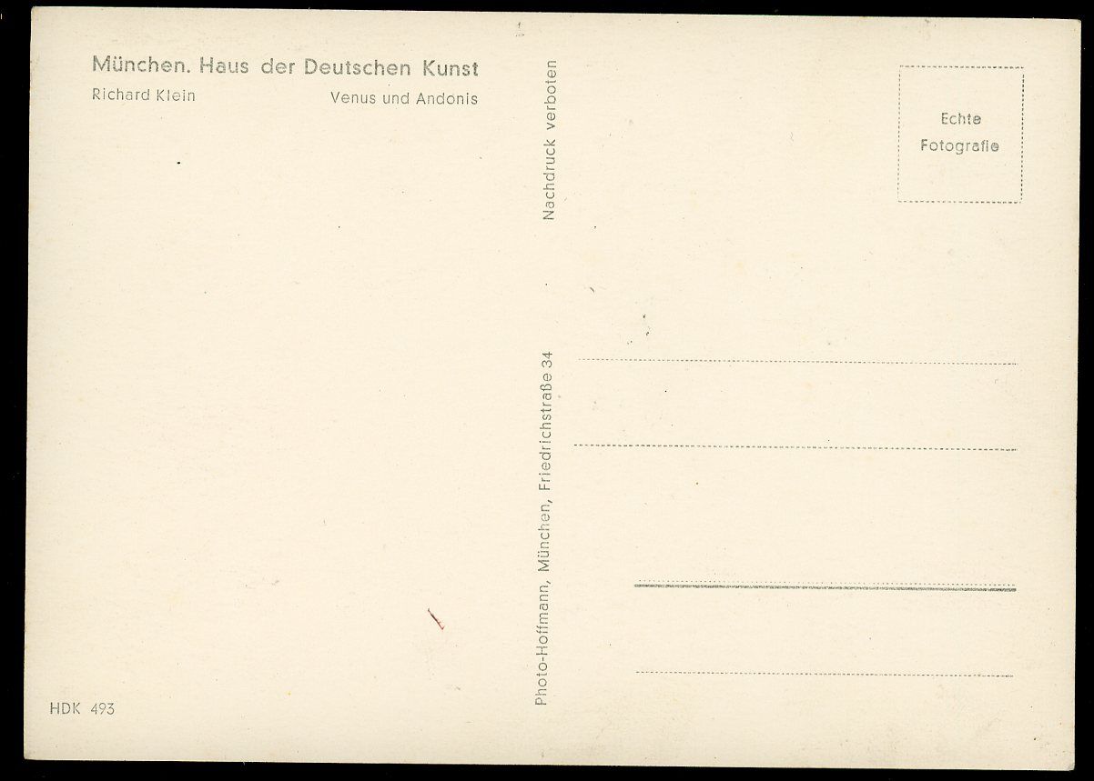 FACEBOOK AUCTION - German Postcard Haus der Deutschen Kunst Art Nude Man &amp; Woman Making Love