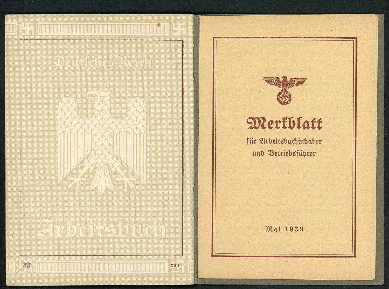 FACEBOOK AUCTION - German WW2 Arbeitsbuch 1st Pattern Cardboard Manufacturing Factory *