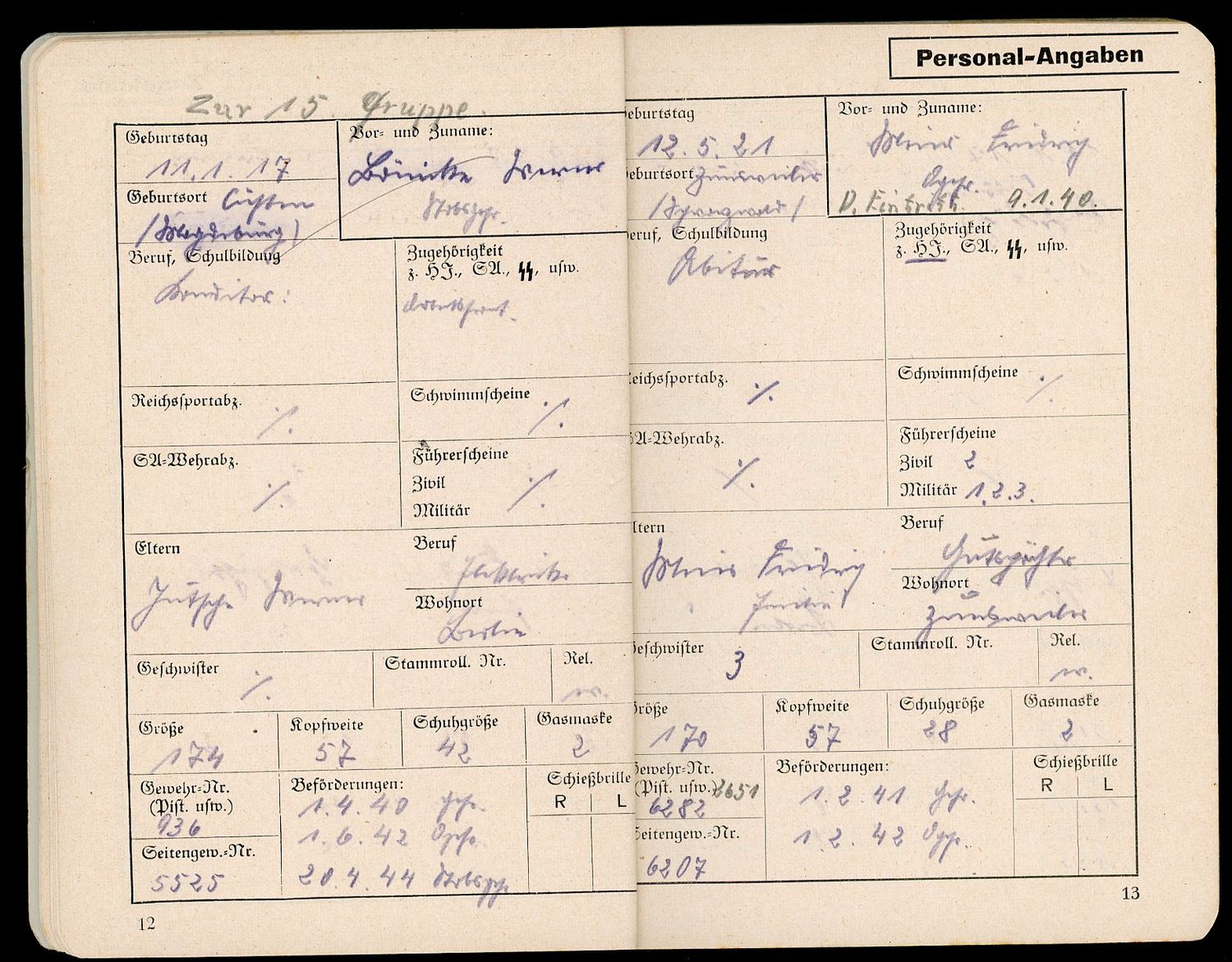 FACEBOOK AUCTION - German WW2 Military Platoon Leader&#39;s Book Zugfuhrerbuch With Soldier Names and Info Inside! *