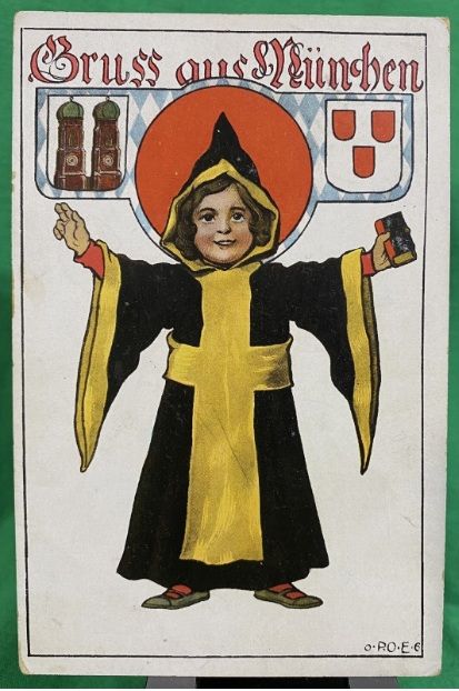 1900s Pre Third Reich German Postcard Gruss aus Munchen Munich Maid Greetings