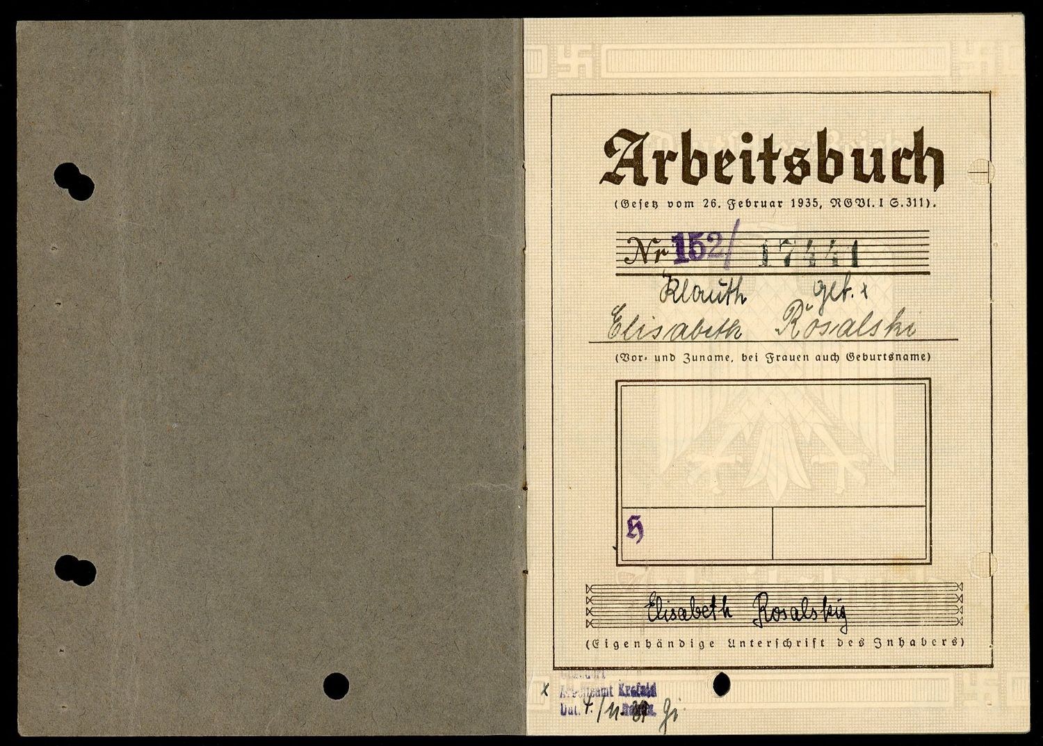 FACEBOOK AUCTION - German WW2 Arbeitsbuch For Woman Hairdresser, Salon Work, Eva Brune Hairdressing School 1936 - 1939 *