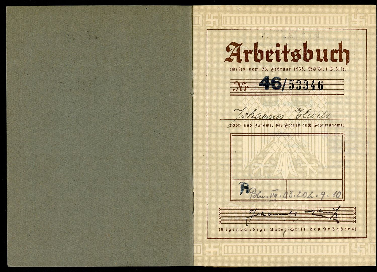 FACEBOOK AUCTION - German WW2 Arbeitsbuch For Berlin Worker Elektromotoren Werke + Berliner Flughafen