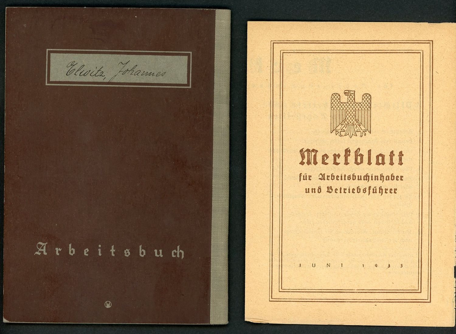 FACEBOOK AUCTION - German WW2 Arbeitsbuch For Berlin Worker Elektromotoren Werke + Berliner Flughafen