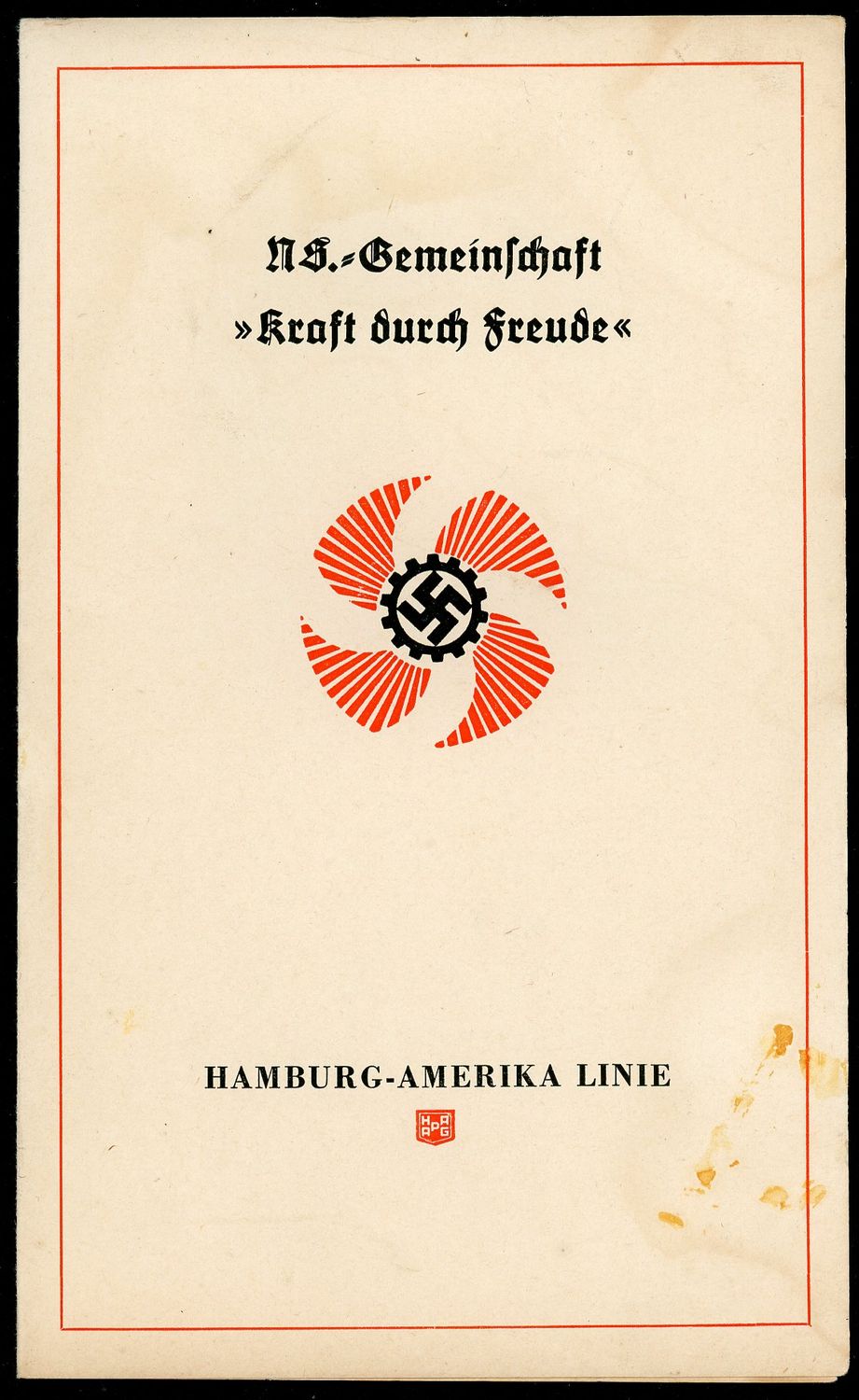 FACEBOOK AUCTION - German KDF Ship Line Oceana On Board Daily Program and Menu, Kraft Durch Freude Hamburg Amerika 1938 *
