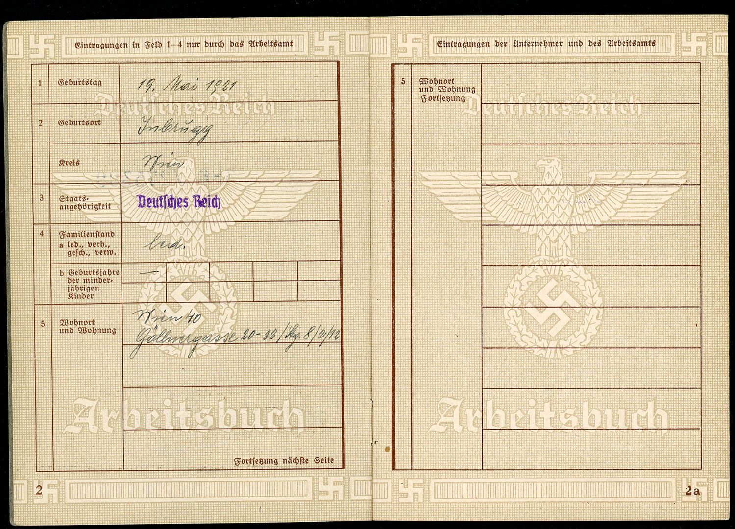 FACEBOOK AUCTION - German WW2 Arbeitsbuch 2nd Pattern, Teenager Worked In Electronics *