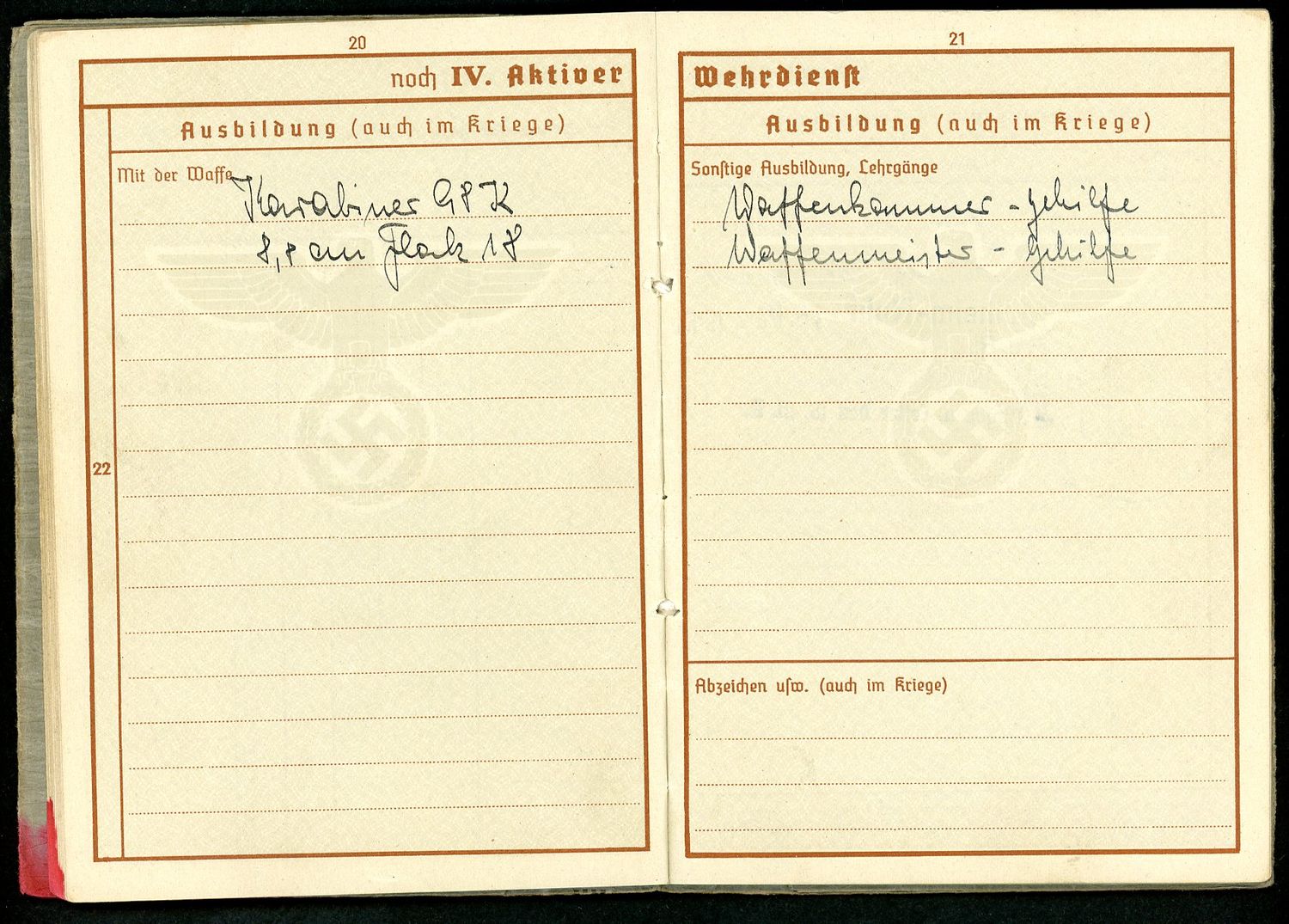 FACEBOOK AUCTION - German WW2 Wehrpass Festung Flak Abteilung 33, RAD Service, Marked By Allies As Not Considered A Prisoner of War, Many Entries *
