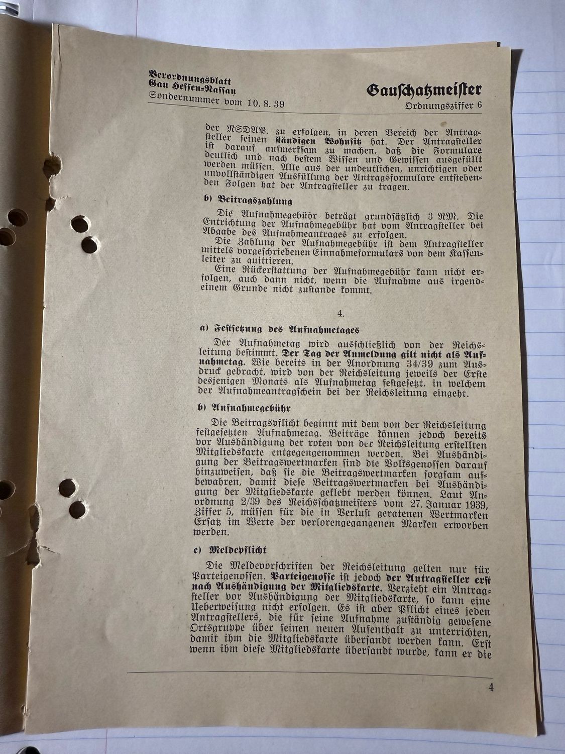 FACEBOOK AUCTION - German NSDAP Verordnungsblatt For Lifting the Ban On Joining The Nazzi Party - Large Eagle Swaz On Cover 1939