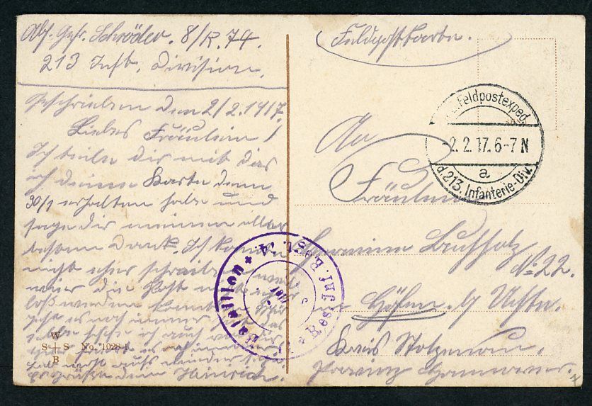 FACEBOOK AUCTION - German WW1 Photo Postcard Fraulein Woman Soldier + Male Soldier Both Smoking Cigarettes &quot;United In Pairs, Attack The Enemy&quot;