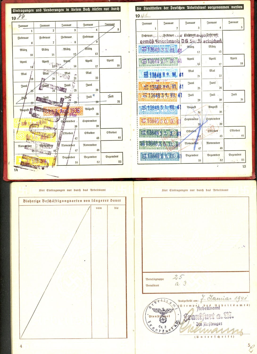 FACEBOOK AUCTION - Lot of 2 German Third Reich Items From Same Man: DAF Membership Book and Arbeitsbuch 2nd Pattern