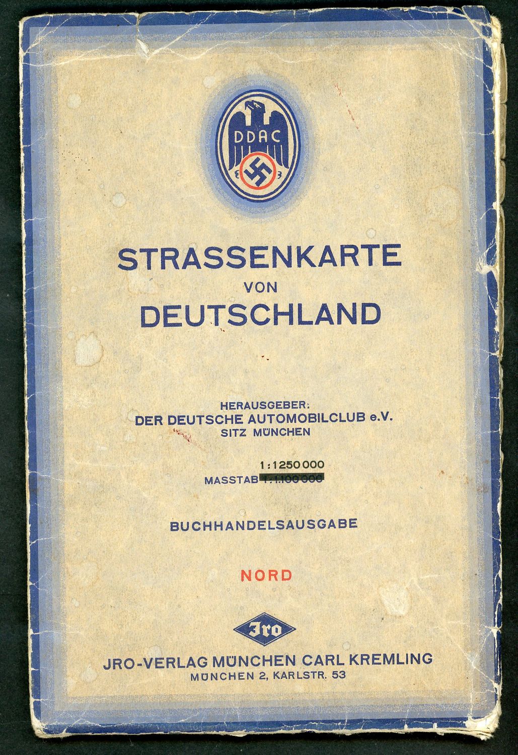 Z FACEBOOK AUCTION - Large German DDAC Map of Germany Strassenkarte von Deutschland Logo w/ Swaz on Cover
