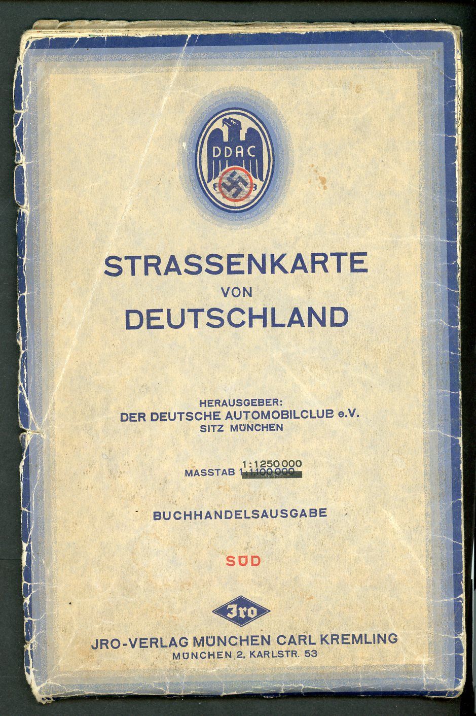 Z FACEBOOK AUCTION - Large German DDAC Map of Germany Strassenkarte von Deutschland Logo w/ Swaz on Cover