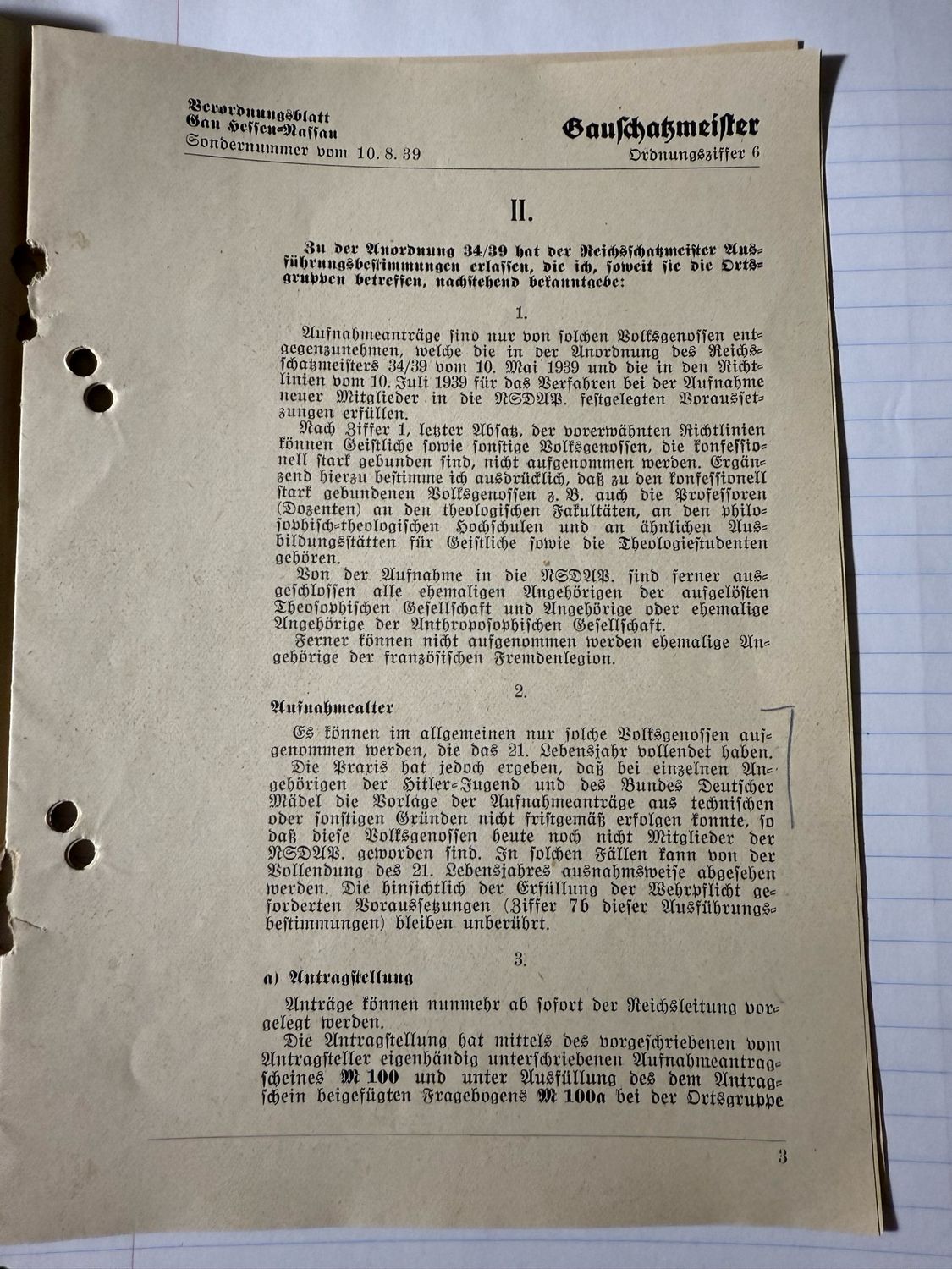 FACEBOOK AUCTION - German NSDAP Verordnungsblatt For Lifting the Ban On Joining The Nazzi Party - Large Eagle Swaz On Cover 1939