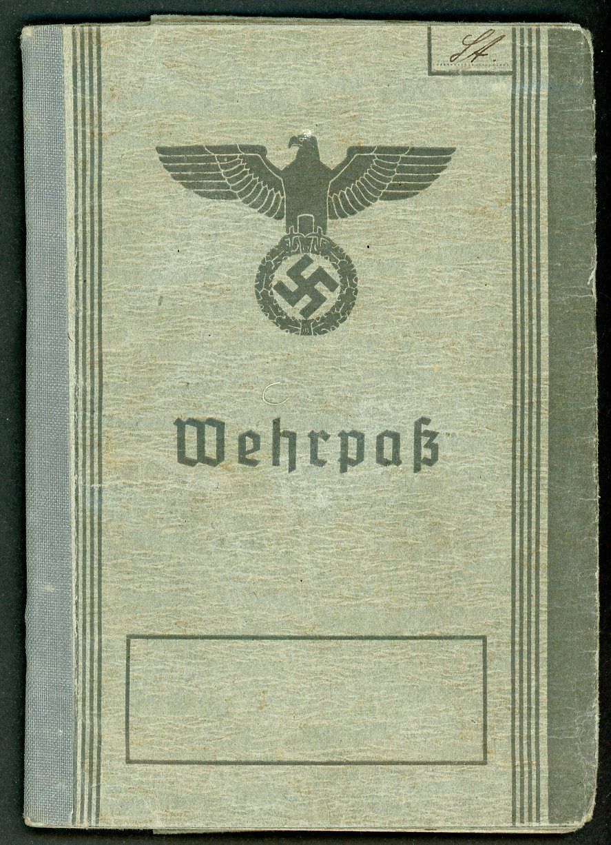 FACEBOOK AUCTION - German WW2 Wehrpass, Erhard Stein, Born in Berchtesgaden, 2nd Pattern 1940 - 1943 * A