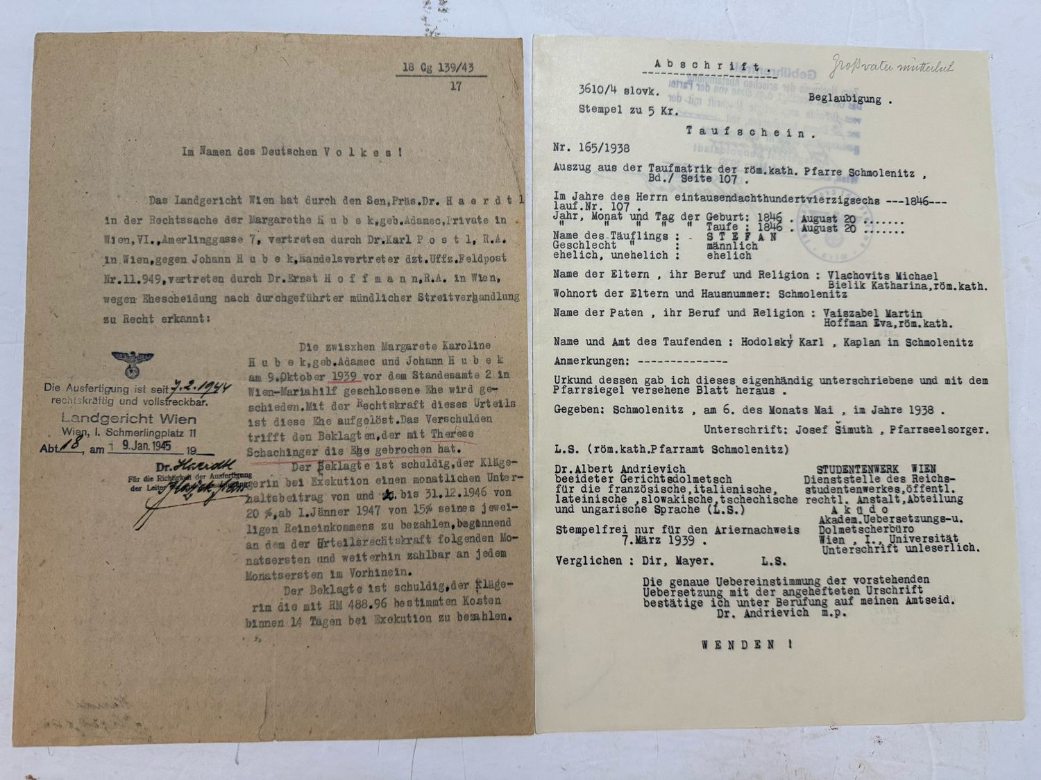 FACEBOOK AUCTION - RARE Lot of 17 German Documents Proving Aryan Blood Ancestry + Rarely Seen Blue Certificate, All From One Family!