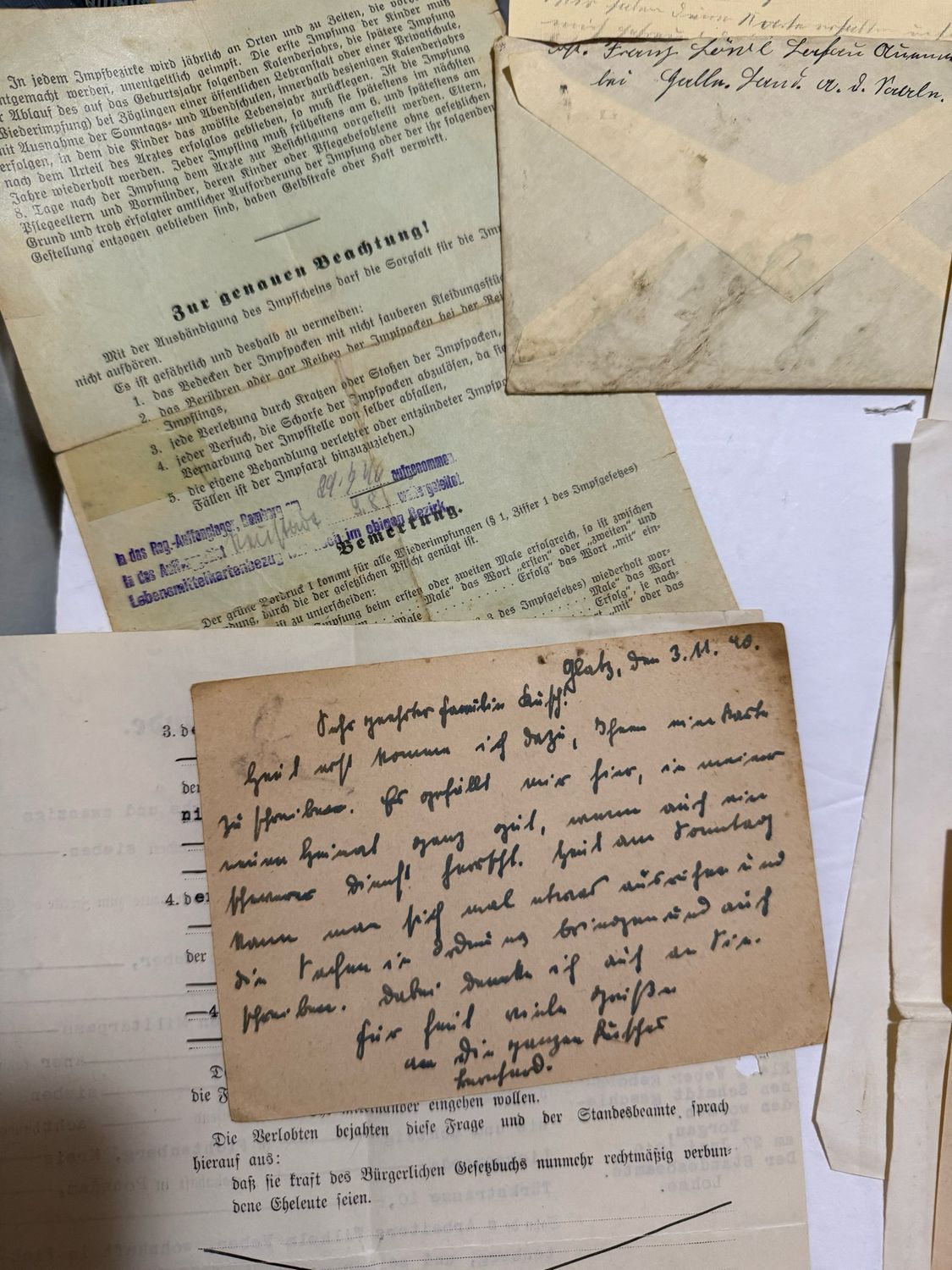 FACEBOOK AUCTION - Lot of 15 German WW2 Documents, Feldpost, Aryan Blood Proof, Wehrmacht Work Orders &amp; More!